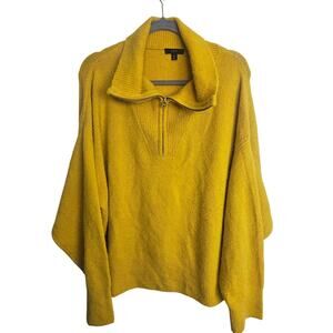 J. Crew Womens  Wool Alpaca Sweater Plus Size 2X Yellow 1/4 Zip Preppy Pullover
